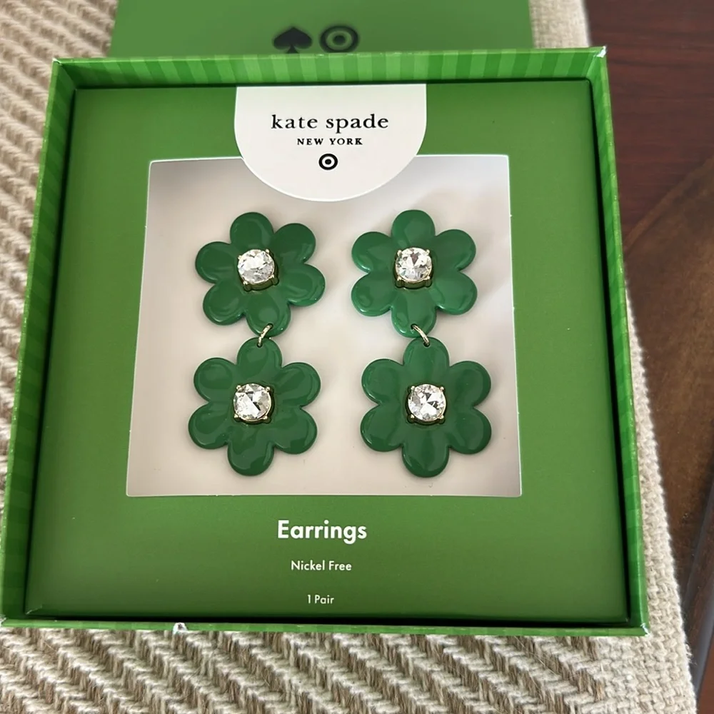 Kate Spade For Target Green Floral  Drop Earrings Kate Spade Green Earrings